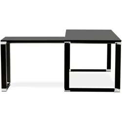 Kadima Design Eckschreibtisch 200x200cm  L-Form geräumig modern minimalistisch  Holz-Metall  schwarzer Bürotisch