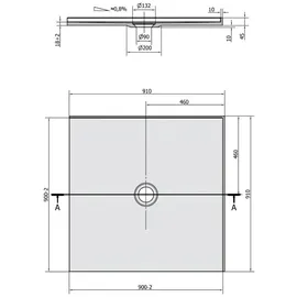 HAK MIRAI Duschwanne, Quadrat 90x90x1,8cm, weiss