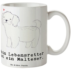 Mr. & Mrs. Panda Tasse Malteser Lebensretter – Weiß – Geschenk, Kaffeetasse, Hund, Büro Tass, Keramik weiß