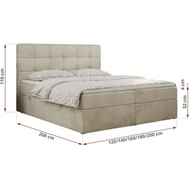 MKS Meble Boxspringbett 180x200 mit Matratze, Bett mit Multipocket - Matratze H3 und Topper, Polsterbett 180x200 mit Bettkasten und Kopfteil, TOP-1 - 180x200... - Beige