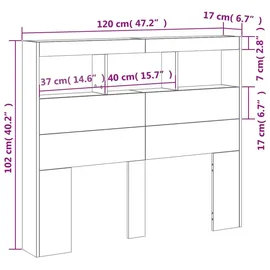 vidaXL LED-Kopfteil mit Ablagen Weiß 120x17x102 cm
