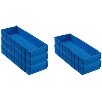 SparSet 5x Blaue Industriebox 500 B | HxBxT 8,1x18,3x50cm | 6 Liter | Sichtlagerkasten, Sortimentskasten, Sortimentsbox, Kleinteilebox