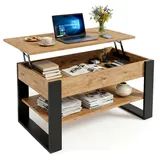 CraftPAK Couchtisch höhenverstellbar mit Stauraum - Couchtische - Wohnzimmertisch klappbar - höhenverstellbarer Coffee Table - Wohnzimmer Tisch Holz Braun