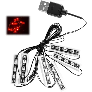 Begonia 6 Weiss 1x4-Steine/Rot LED-Downlights in Einer Reihe, LED Downlight Bausteinlampen, Kompatibel mit Bricks, USB-betrieben, DIY Baustein Zubehör, LED Beleuchtung für Modelle, DIY, Deko
