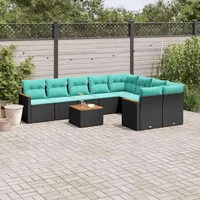 vidaXL Garten-Lounge-Set 10-tlg. schwarz