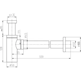 Kronenbach Design-Siphon rund Lima 2.0 Siphon Schwarz matt