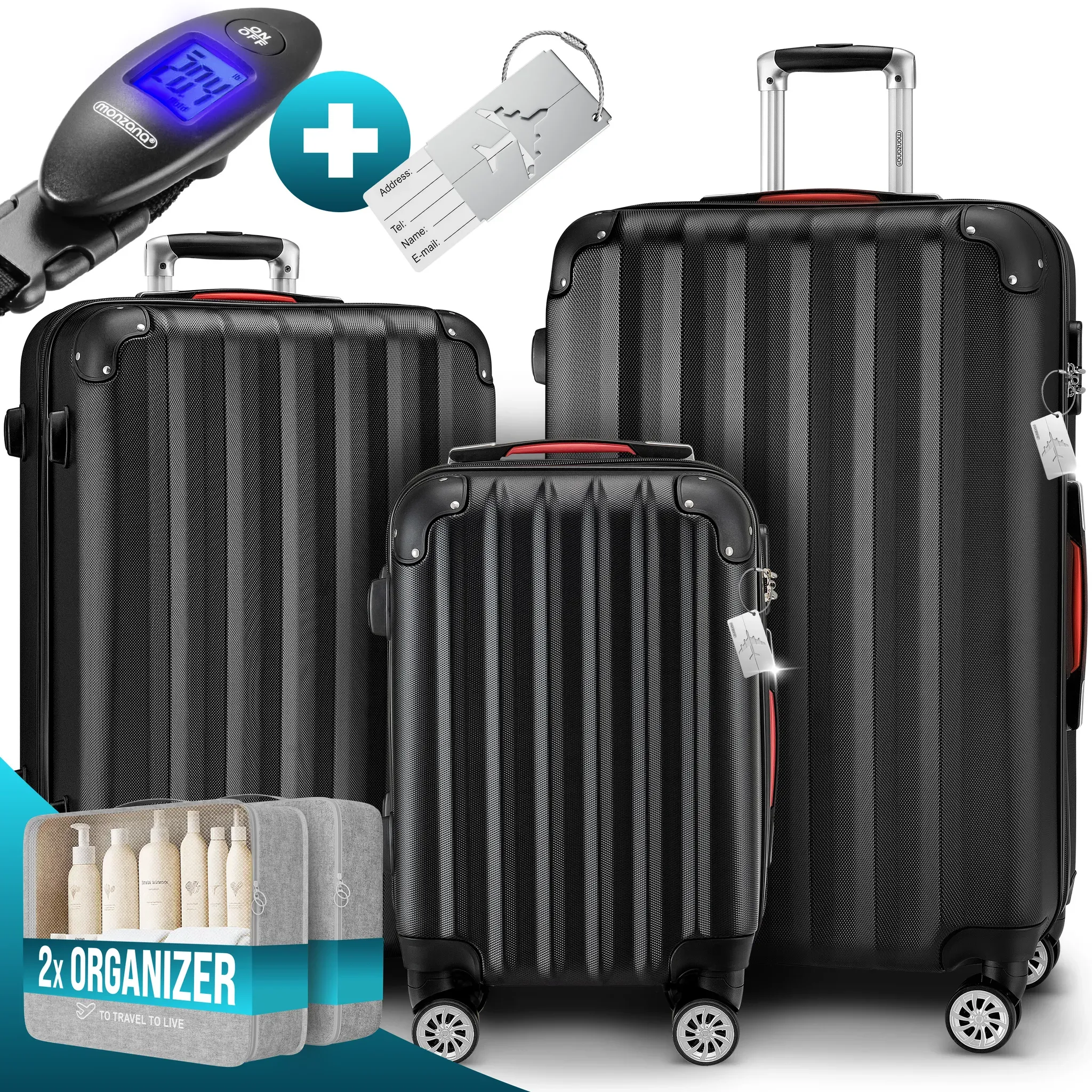 Baseline 3-piece hard case set black ABS accessories