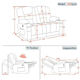 MCombo Sessel M MCombo 73 x 105 x 143 cm Grau mit Schlaffunktion