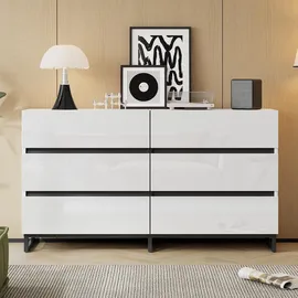 stilvora Sideboard 140 x 78,5 x 39,5 cm Weiß / Schwarz