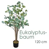 Decovego Eukalyptusbaum Eukalyptus Kunstbaum Kunstpflanze Künstliche Pflanze 120 cm Innendekoration Kunst Pflanze wie echt im Topf