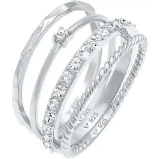 Elli Kristalle Stapelring Gedreht 4er Set 925 Silber 54 Damen