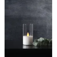 Star Trading M-Twinkle LED Stumpenkerze weiß 10cm 1x warmweiß