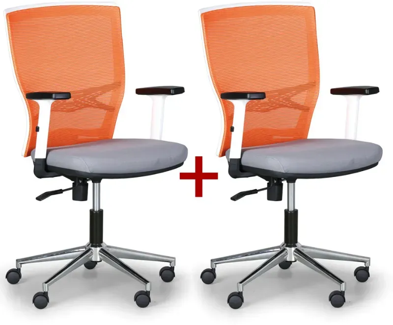 Bürostuhl HAAG 1+1 GRATIS, orange/grau