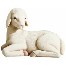 Loberon Deko-Lamm Xénandrine, mit Weicher Beflockung, Detailreiche Gestaltung, Ostern, Osterlamm, Osterfigur, Tierfigur, Polyresin, Creme