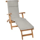 Beautissu Auflage für Deckchair LoftLux DC 175x45x5cm Luxus Polsterauflage für Gartenliege Auflage Liegestuhl Polster - Bezug Abnehmbar – Gartenmöbel Kissen Hellgrau