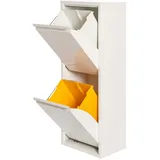 well home mobiliario & decoración Mülleimer und Recycling, Metall, 2 Fächer, 2 x 17 l (34 l) Mattweiß