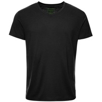 Kaipara - Merino Sportswear Funktionsshirt Merino Shirt Herren Kurzarm Regularfit V-Neck 150 (1-tlg) aus reiner Merinowolle Made in Germany schwarz M