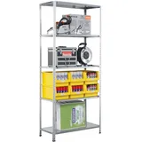 Schulte Lagertechnik Schulte Grundregal Schraubregal MULTIplus150 2000 x 750 x 300 mm verzinkt 5 Fachböden