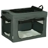 PawHut Hundetasche Hundebox mit Meshfenster, Katzentransportbox mit Kissen, Grau 60 x 42 x 42 cm