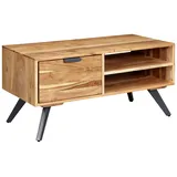 Couchtisch Holz massiv inkl. offenes Fach + Schublade