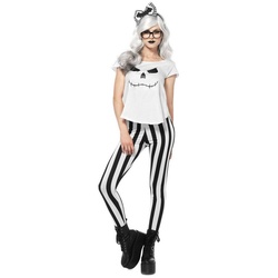 Leg Avenue Kostüm Hipster Skelett Dame, Freches Halloween Kostüm im Stil von Jack aus ‚Nightmare before Chris weiß S