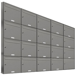 AL Briefkastensysteme Wandbriefkasten 19er Premium Briefkasten Aluminiumgrau RAL 9007 für Außen Wand 5×4 grau