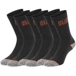 Black+Decker Unisex Herren Damen Arbeitssocken Essential Crew Black/Grey Melange 3er Pack in 43-46 Schwarz