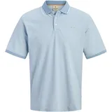 Jack & Jones PlusSize Poloshirt "JPRBLUALVES SS POLO PLS", Herren, Gr. 5XL, blau (ashley blau detail:melange), Jersey, Obermaterial: 50% Baumwolle, 50% Polyester, JACK & JONES PLUSSIZE, meliert, regular fit normal, ohne Ausschnitt, Shirts, Baumwollmischung, normal geschnitten