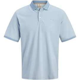 Jack & Jones PlusSize Poloshirt "JPRBLUALVES SS POLO PLS", Herren, Gr. 5XL, blau (ashley blau detail:melange), Jersey, Obermaterial: 50% Baumwolle, 50% Polyester, JACK & JONES PLUSSIZE, meliert, regular fit normal, ohne Ausschnitt, Shirts, Baumwollmischung, normal geschnitten