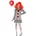 Smiffys Vintage-Clown-Damen-Kostüm, Grau & Rot, mit Kleid & Halskrause