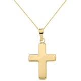 HOPLO Kreuzanhänger Anhänger Kreuz mit massiver Goldkette 1,1 mm 333-8 Karat Gold, Made in Germany 60 cm