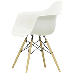 Vitra - Eames Plastic Armchair DAW, Esche honigfarben / weiß (Filzgleiter weiß)