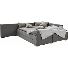 otto home Ecksofa OTTO HOME "Night & Day L-Form, B: 324 cm", grau (hellgrau), B:324cm H:95cm T:218cm, Struktur ( 100% Polyester);Luxus-Microfaser (100% Polyester), Sofas, Ecksofa, mit Bettfunktion, Bettkasten & 3 Zierkissen, Boxspringbett 180x200 cm, Topseller
