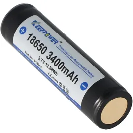 Keeppower 18650 Li-Ion Akku mit 3400mAh, 3,6V - 3,7V Li-Ion-Akku geschützt mit PCB 1 Stück (Button Top)