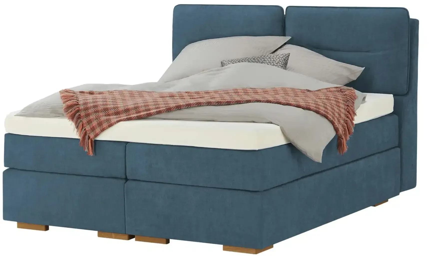 Wohnwert Boxspringbett mit Bettkasten Dormian Besta , blau , Maße (cm): B: 180 H: 136