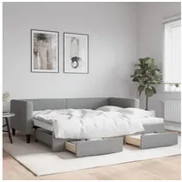 LuxusKollektion Schlafsofa Sofabett 2Sitzer 90 x 200 mit Bettkasten & Schublade Hellgrau grau