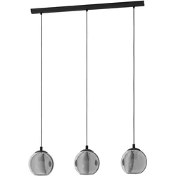 Pendelleuchte »ARISCANI«, 3 flammig, Leuchtmittel E27   ohne Leuchtmittel, Pendelleuchte Esstisch, Hängeleuchte, Rauchglas schwarz, E27, 76,5 cm, schwarz/transparent, , 54488444-0