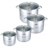 COFI 8 tlg Edelstahl Kochtopfset Induktion 22/24/26/28cm Kochtopf Töpfe Topf Deckel Universalkochset Kochtopf Gastronomie