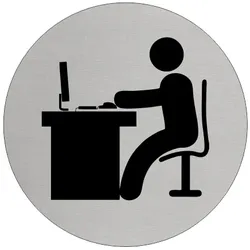 CombiCraft Aluminium Türschild mit Bürosymbol zur Raumkennzeichnung für Büros, Computerräume und Studienbereiche, Ø75 mm Durchmesser.
