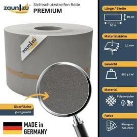 zaunzu® Zaunblende 50 m Steingrau PP