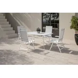 KETTLER Boulevard/Basic Plus Gartenessgruppe, weiß, Aluminium, Klapptisch 140 x 95 cm, 4 Klappstühle