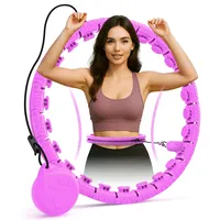 JLoibao Smart Hoop Reifen Erwachsene mit Gewicht Kugel, 24 Knoten Umfang (77-132cm) Abgebauter Fitnessreifenl, Hullahub Reifen Zum Abnehmen für Erwachsene und Anfänger (Violett)