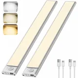 30 Cm Lange Led-schrankleuchte Mit Bewegungsmelder Für Den Innenbereich, Kabellose Led-küchenleuchte, 6000 K Schrankbeleuchtung Mit 3 Beleuchtungsmodi, Usb-aufladbar, 2er-pack [energieeffizienzklasse