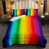 Regenbogen 135x200 cm Bettdecke Marmor Streifen Bunt Multicolor Microfaser Daunendecke für Kinder Junge Jugendliche Daunendecke und 1 Kissenbezug 80x80cm Bunt Regenbogen Streifen Steppbett 2 Teilig