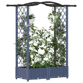 vidaXL Hochbeet mit Rankgitter und Dach 124 x 40 x 125 cm Grau