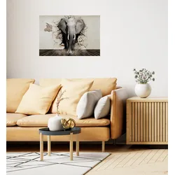 Wandsticker QUEENCE "Elefant", grau, T:0,1cm, Folie, Wandtattoos, Selbstklebend, kinderleichte Anbringung