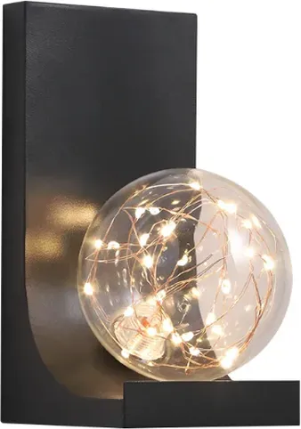 Moderne schwarze LED-Wandleuchte mit Glas-Kugel-Schirm