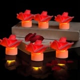 LED Teelichter, 6 Stück Rose LED Kerzen, Romantisch Rosenblätter Elektrische Teelichter LED, Batteriebetrieben Rose LED Teelicht, Rose Flammelose Kerzen für Valentinstag Heiratsantrag Deko (Rosa)