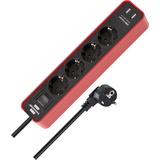 Brennenstuhl Ecolor mit USB-Ladefunktion, rot/schwarz, Schalter, 4-fach, 1.5m, (1153240076)