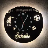 Designbysh Fußball Fan LED Wanduhr Schalke Fanartikel Wanduhr Geschenk Fußballfan Vereinsliebe